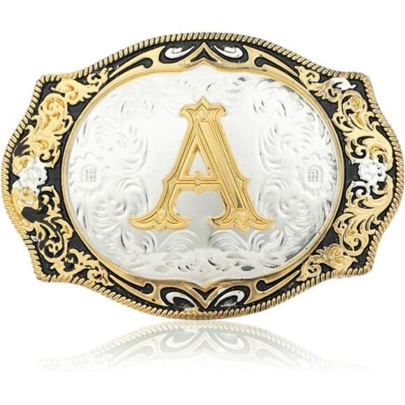 Vintage Fashion Western Belt Buckle A to Z Initial Letter Cowboy Belt Buckles - Picture 1 of 7